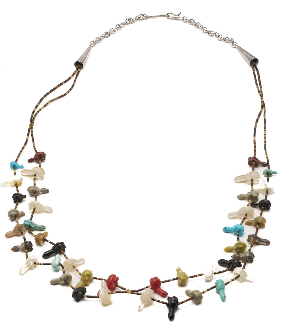Lot 502: 3 Native American Carved Necklaces, incl. Fetish