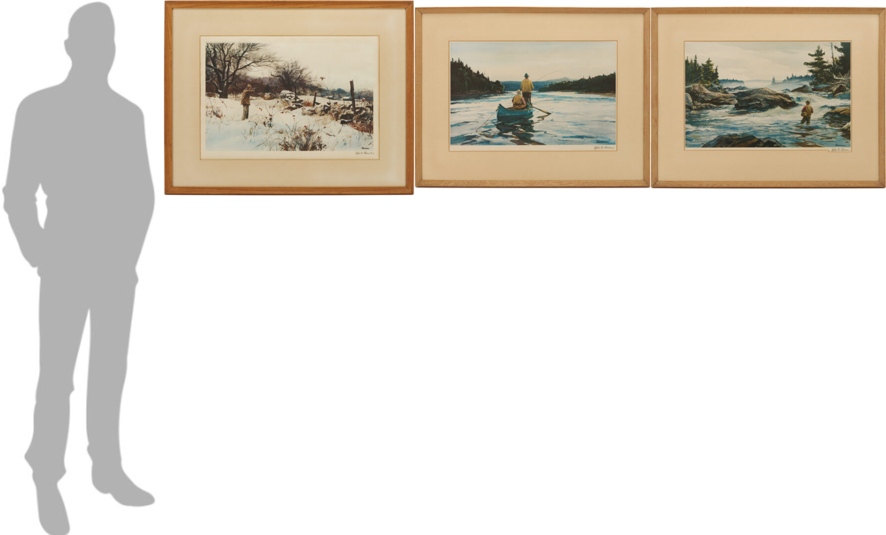 Lot 509: 3 Ogden Pleissner Sporting Prints, October Snow, Trout Fishing, & Salmon Casting
