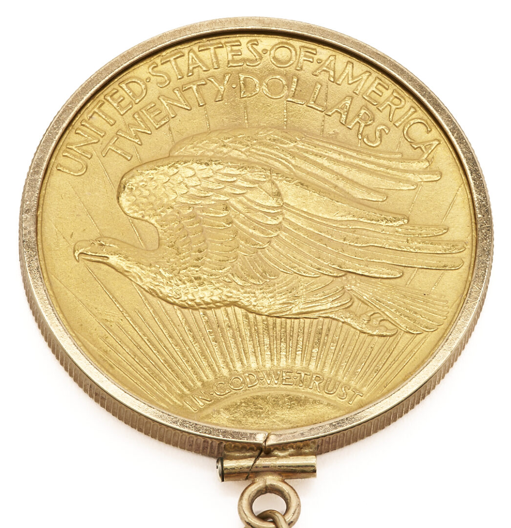 Lot 50: 1927 St. Gaudens $20 Double Eagle Gold Coin in 14K Gold Bezel & 14K Chain