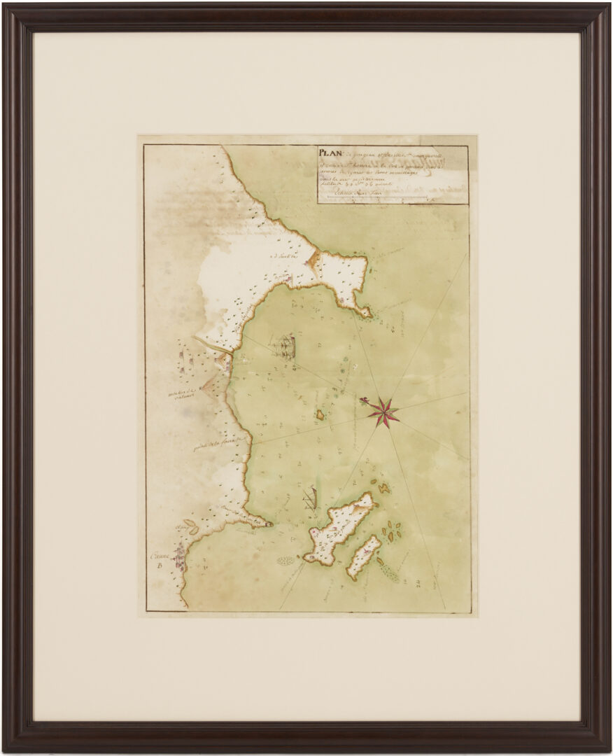 Lot 513: 6 French Handpainted W/C Nautical Map Anchorage Charts
