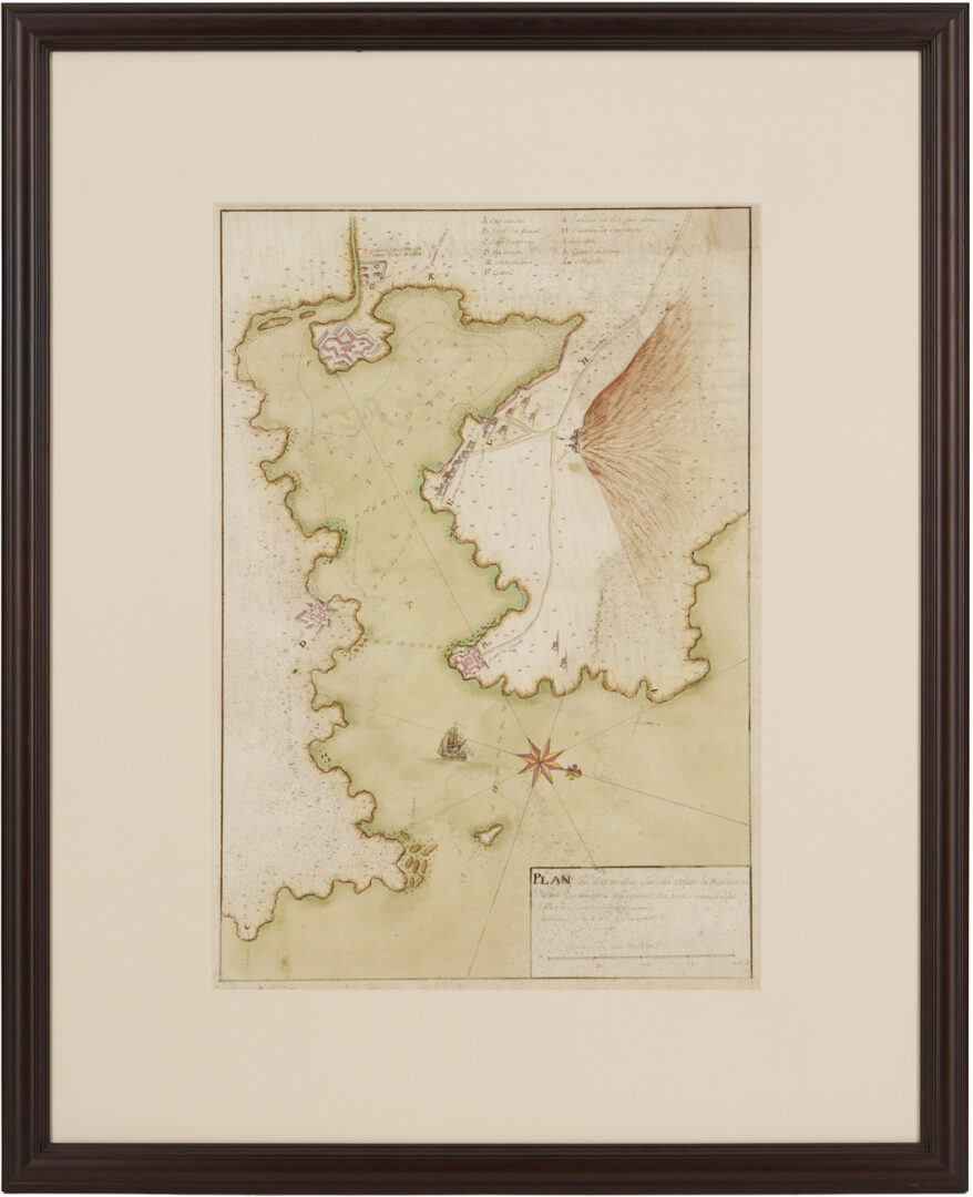 Lot 513: 6 French Handpainted W/C Nautical Map Anchorage Charts