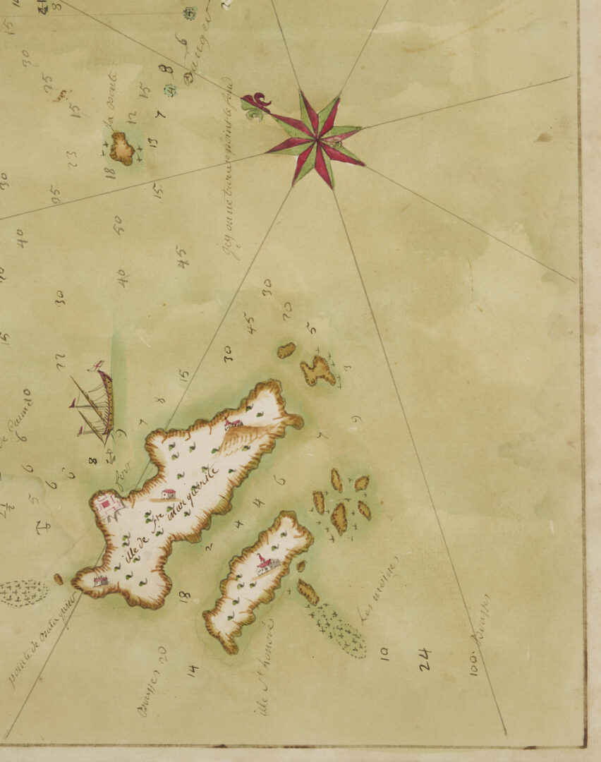 Lot 513: 6 French Handpainted W/C Nautical Map Anchorage Charts