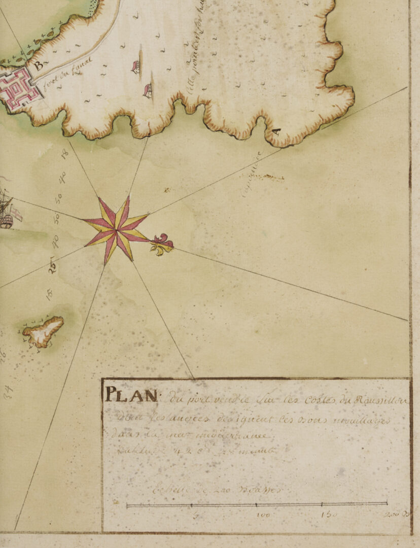 Lot 513: 6 French Handpainted W/C Nautical Map Anchorage Charts