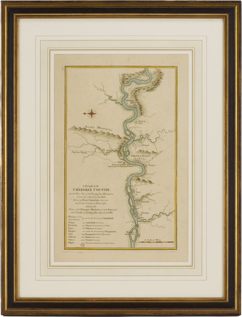Lot 514: H. Timberlake 18th C. East TN Map, Cherokee Country