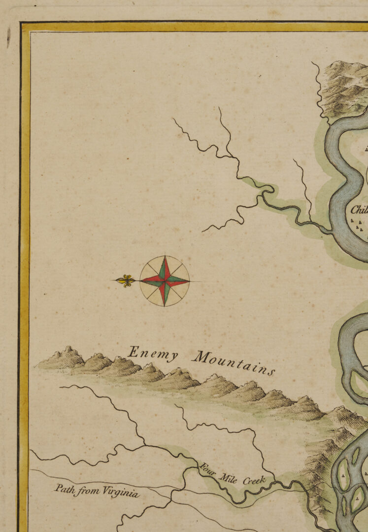 Lot 514: H. Timberlake 18th C. East TN Map, Cherokee Country
