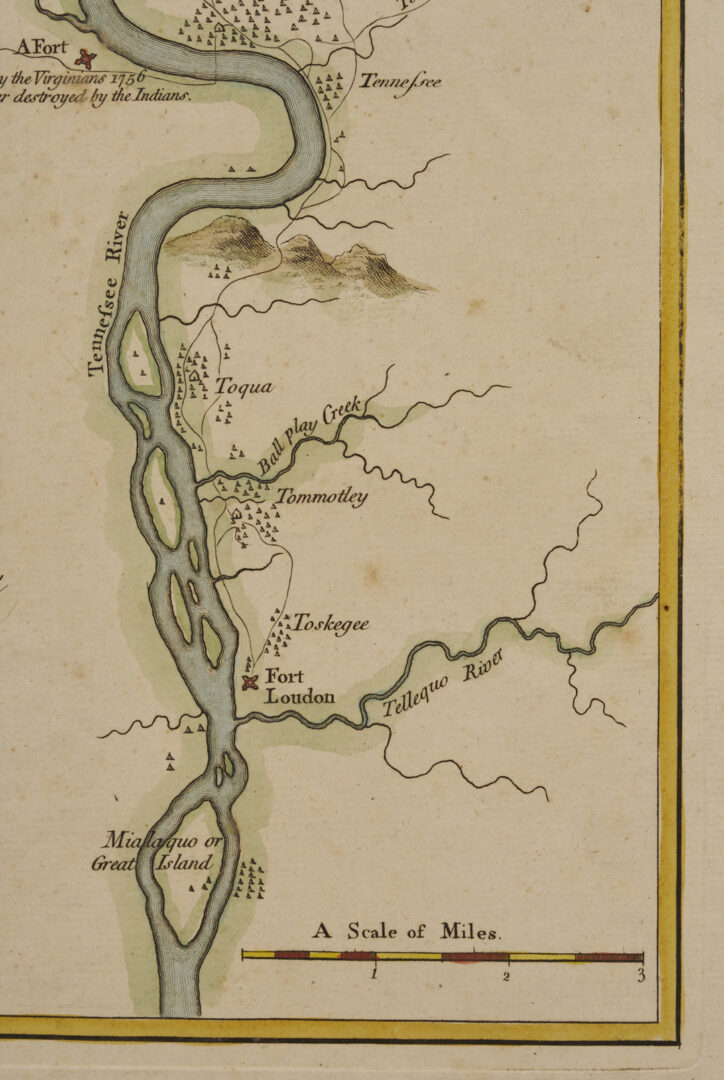 Lot 514: H. Timberlake 18th C. East TN Map, Cherokee Country