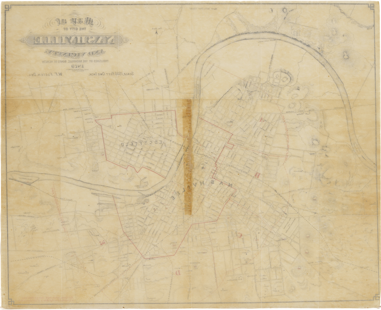Lot 516: 1879 Map of Nashville Tennessee, Wilbur Foster