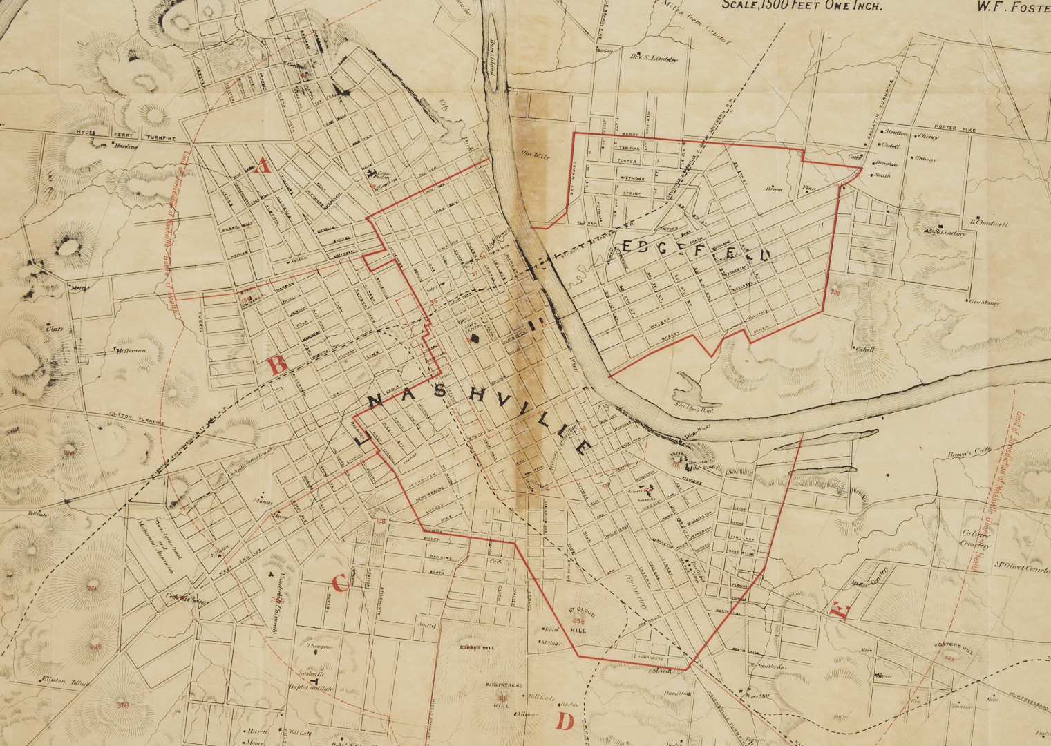 Lot 516: 1879 Map of Nashville Tennessee, Wilbur Foster