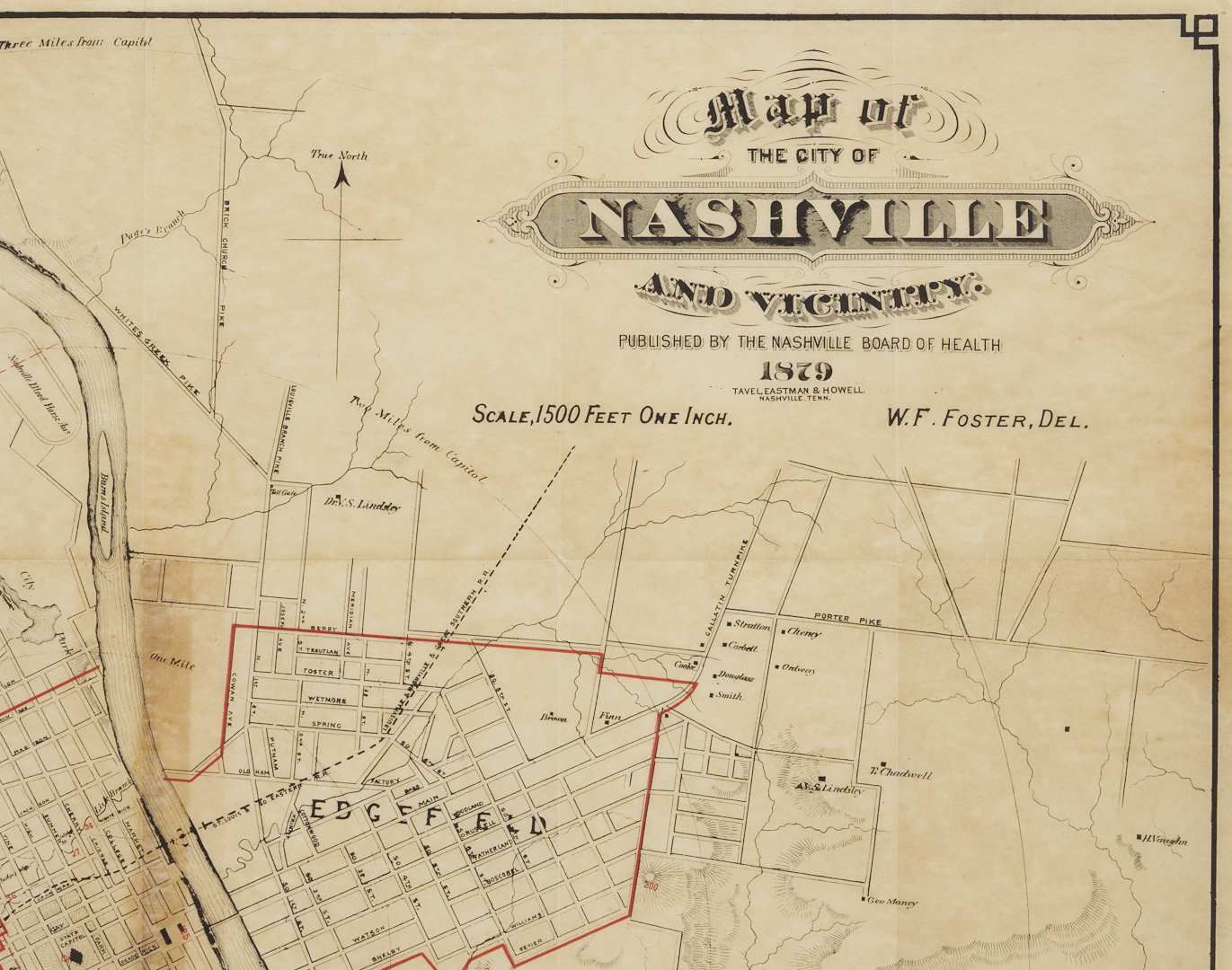Lot 516: 1879 Map of Nashville Tennessee, Wilbur Foster