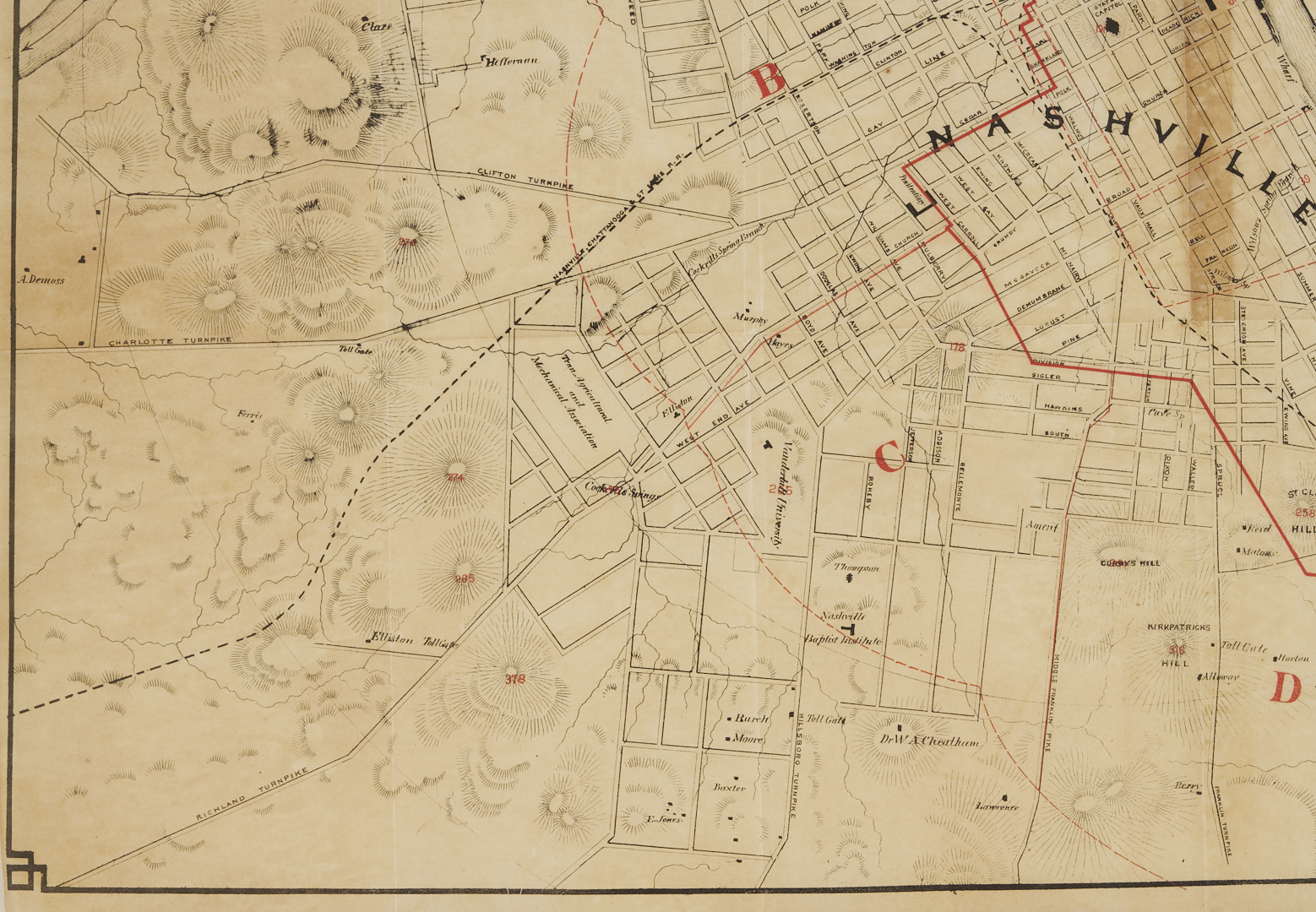 Lot 516: 1879 Map of Nashville Tennessee, Wilbur Foster