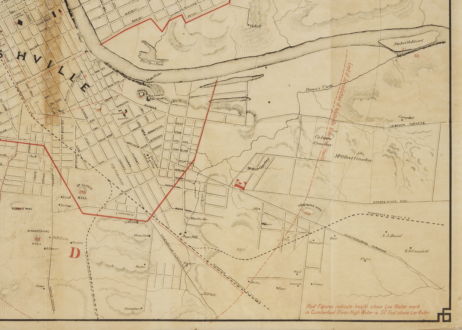 Lot 516: 1879 Map of Nashville Tennessee, Wilbur Foster