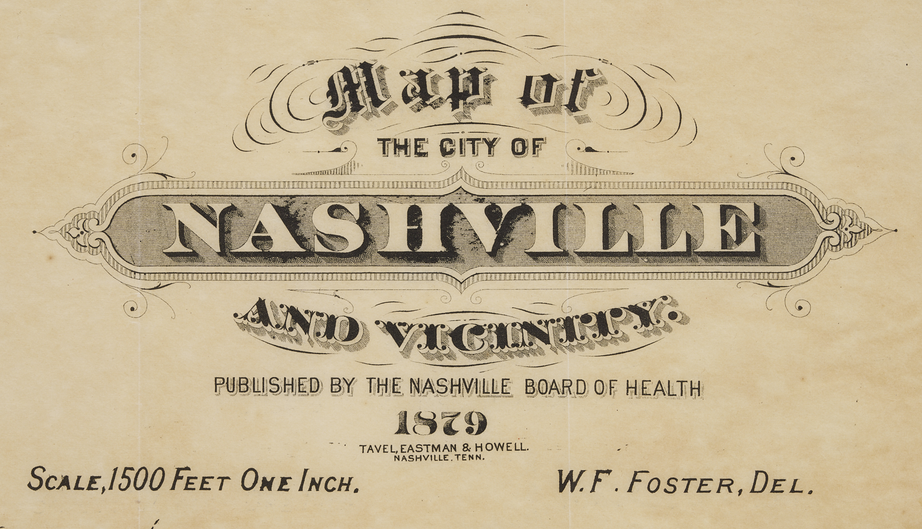 Lot 516: 1879 Map of Nashville Tennessee, Wilbur Foster