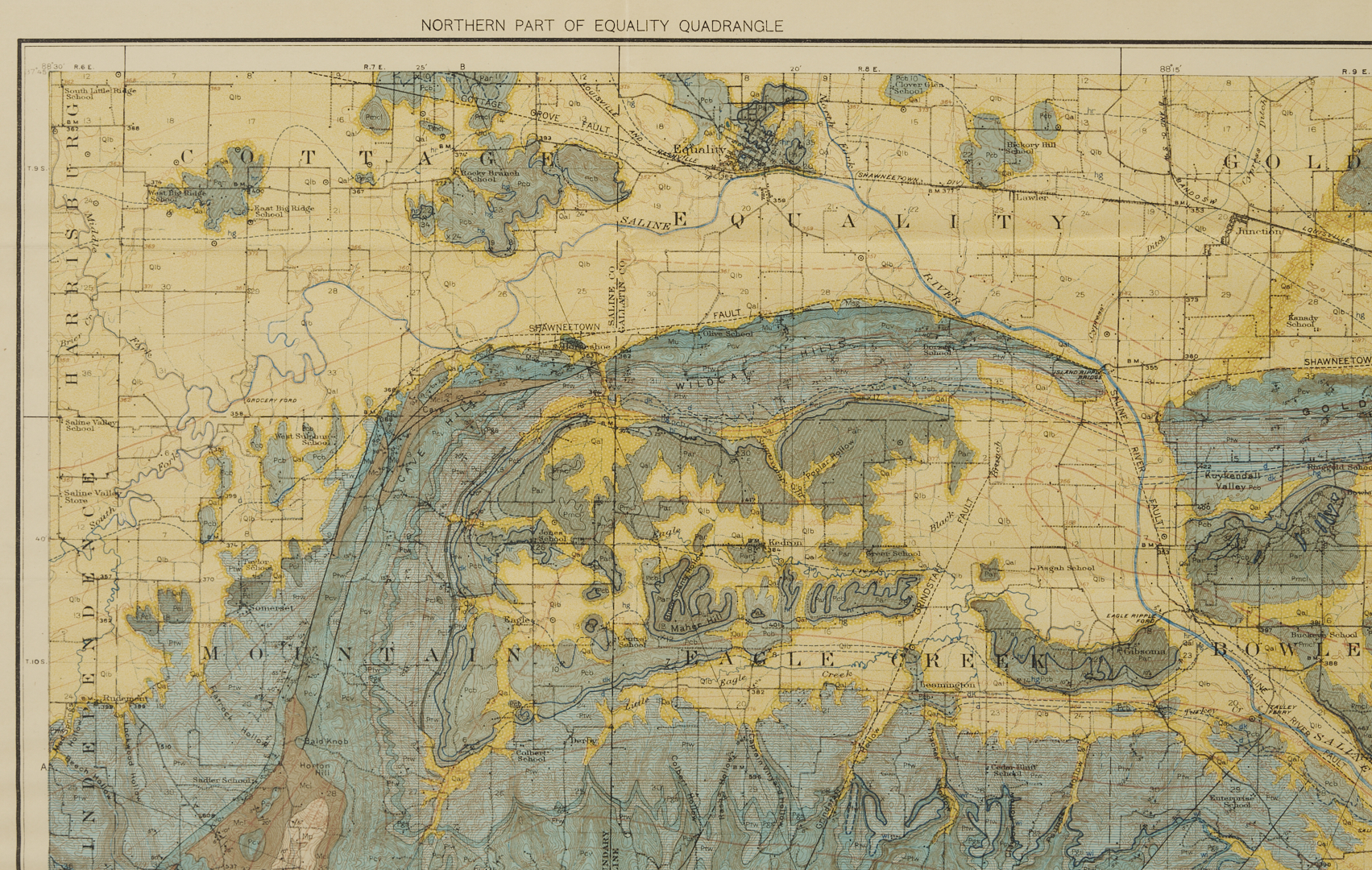 Lot 517: 2 Geological Maps: Landforms of the US c. 1939 & Shawneetown IL c. 1928