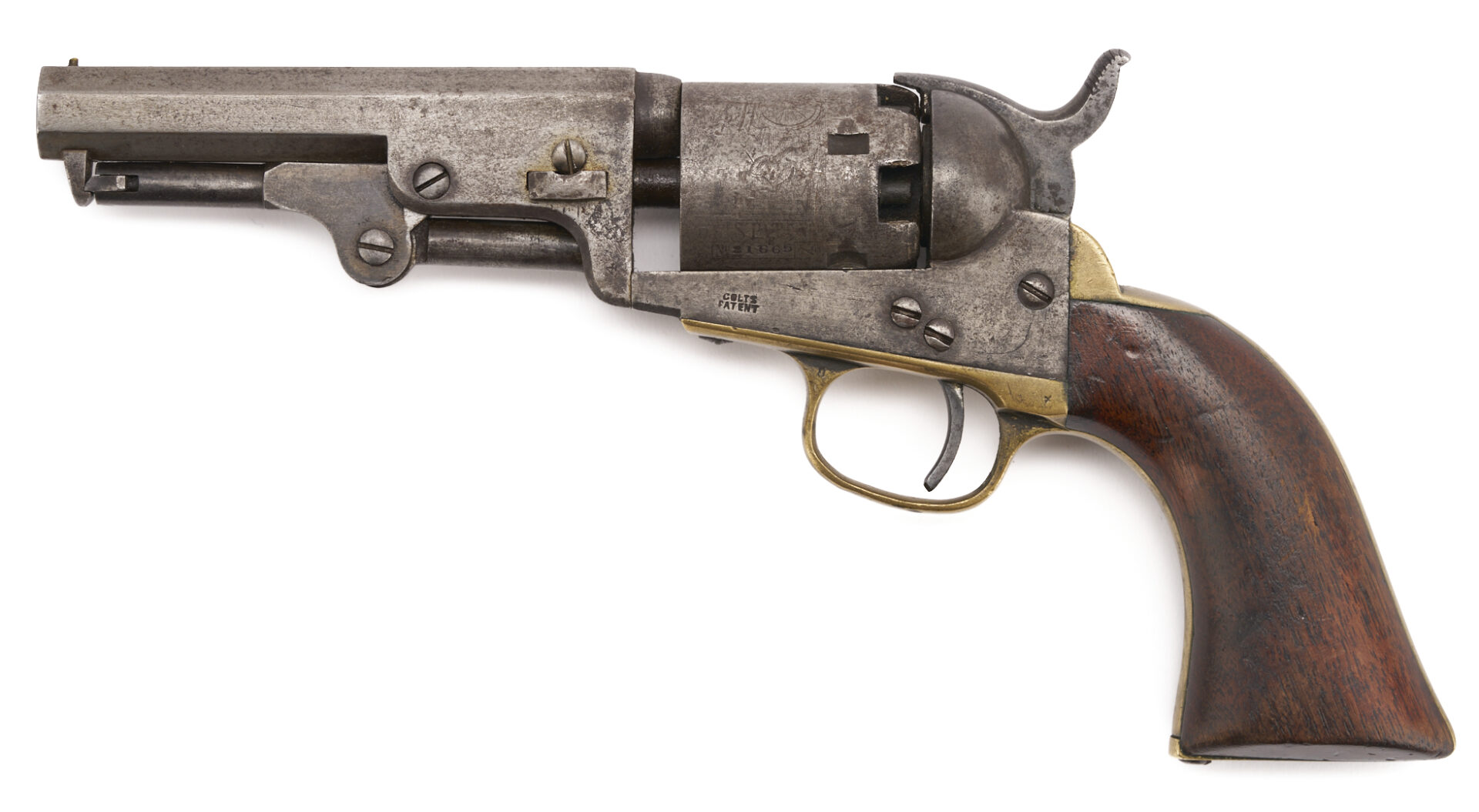 Lot 523: Colt Model 1849 Pocket Revolver, 4″ Barrel, 1853
