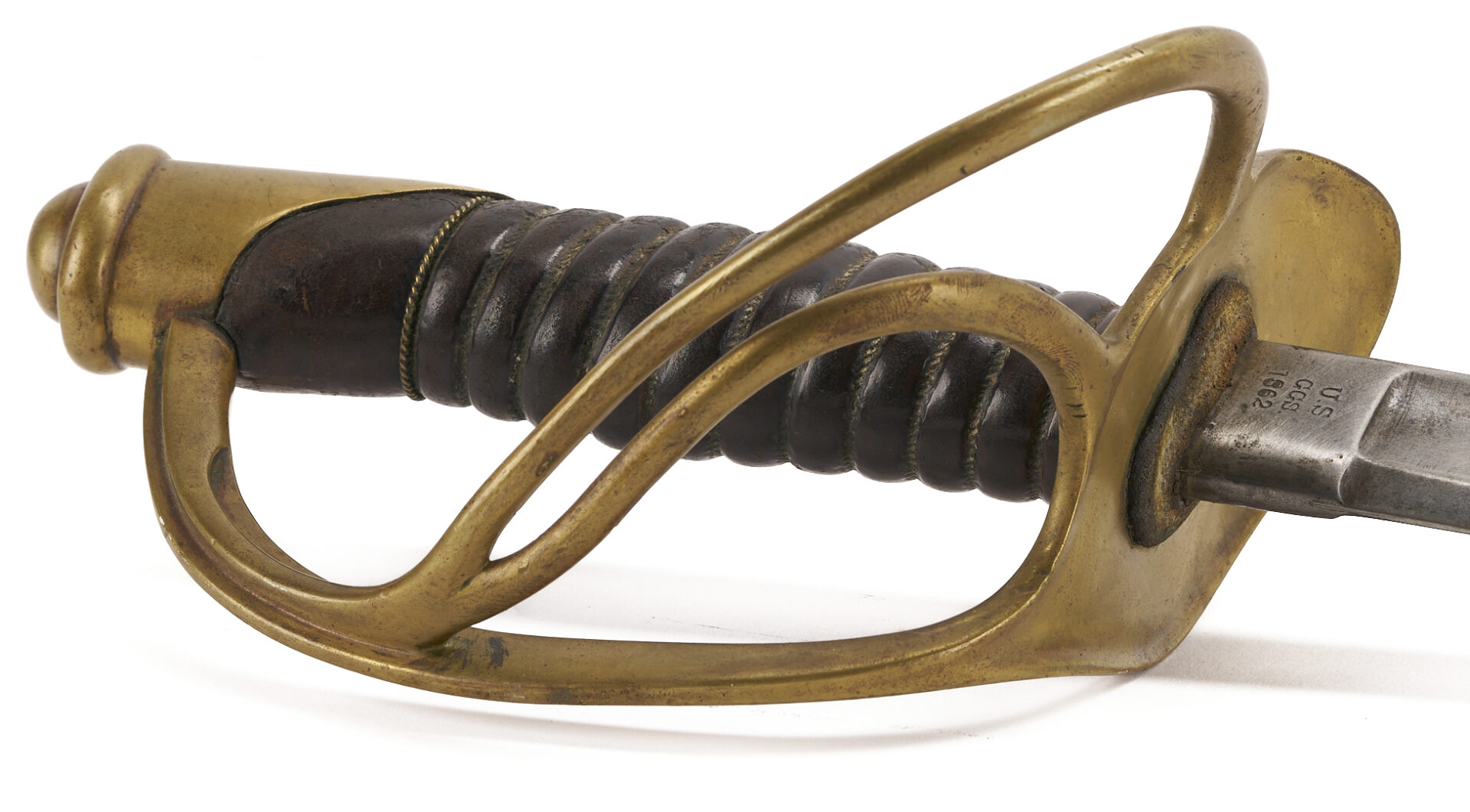 Lot 524: Mansfield & Lamb U.S. MDL 1860 Light Cavalry Sword w Steel Scabbard & Leather Hanger
