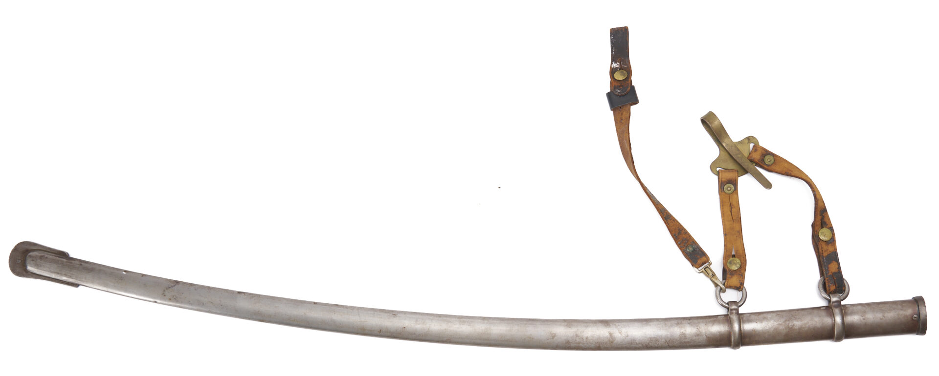 Lot 524: Mansfield & Lamb U.S. MDL 1860 Light Cavalry Sword w Steel Scabbard & Leather Hanger