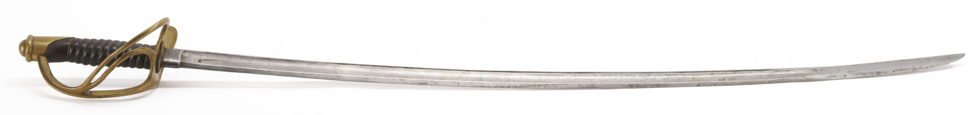 Lot 524: Mansfield & Lamb U.S. MDL 1860 Light Cavalry Sword w Steel Scabbard & Leather Hanger