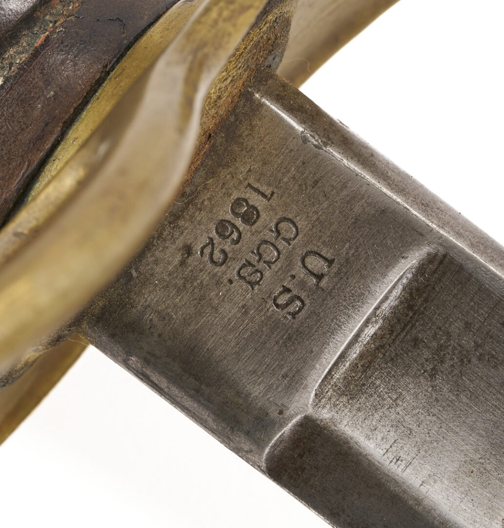 Lot 524: Mansfield & Lamb U.S. MDL 1860 Light Cavalry Sword w Steel Scabbard & Leather Hanger