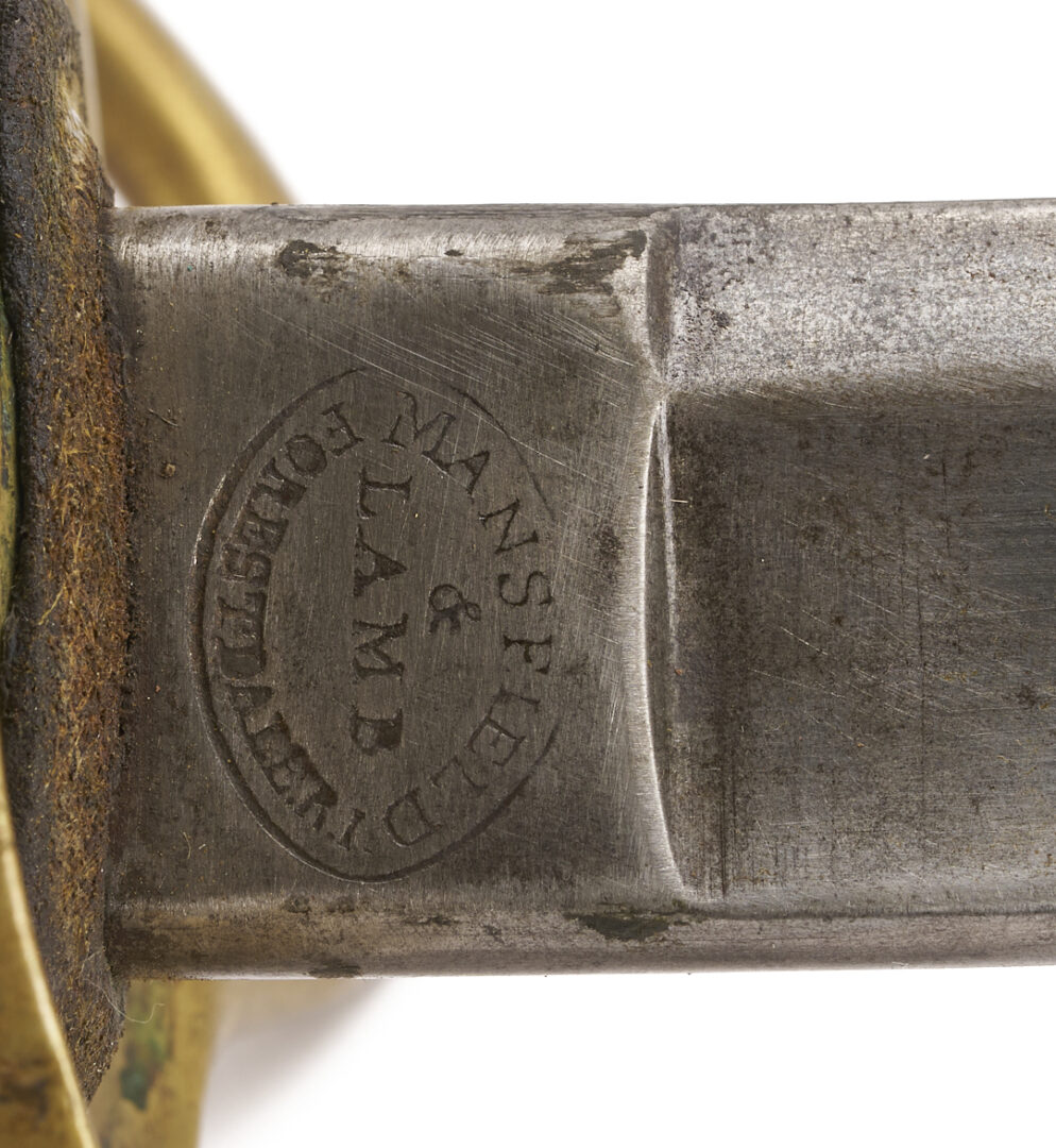Lot 524: Mansfield & Lamb U.S. MDL 1860 Light Cavalry Sword w Steel Scabbard & Leather Hanger