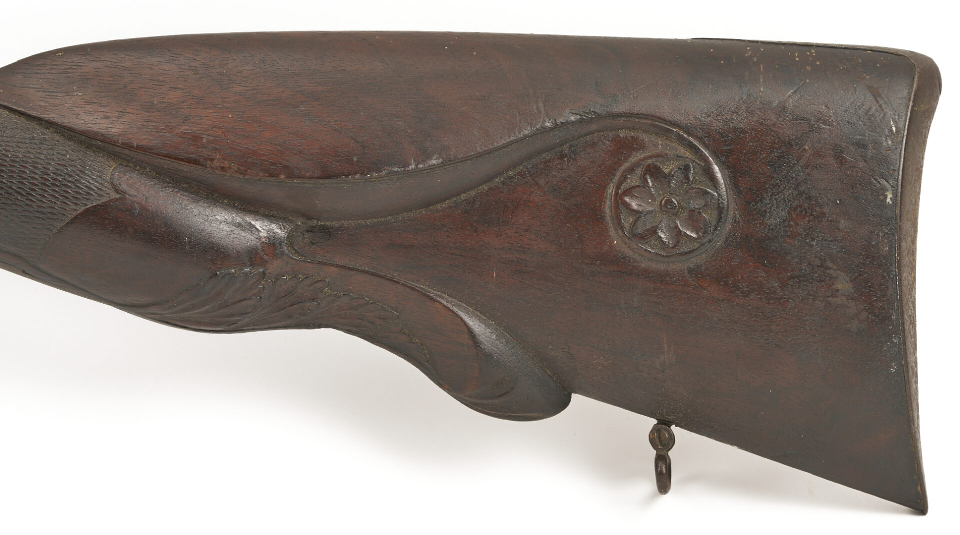 Lot 527: 19th C. Double Barrel Percussion Shotgun w/ Carved Stock