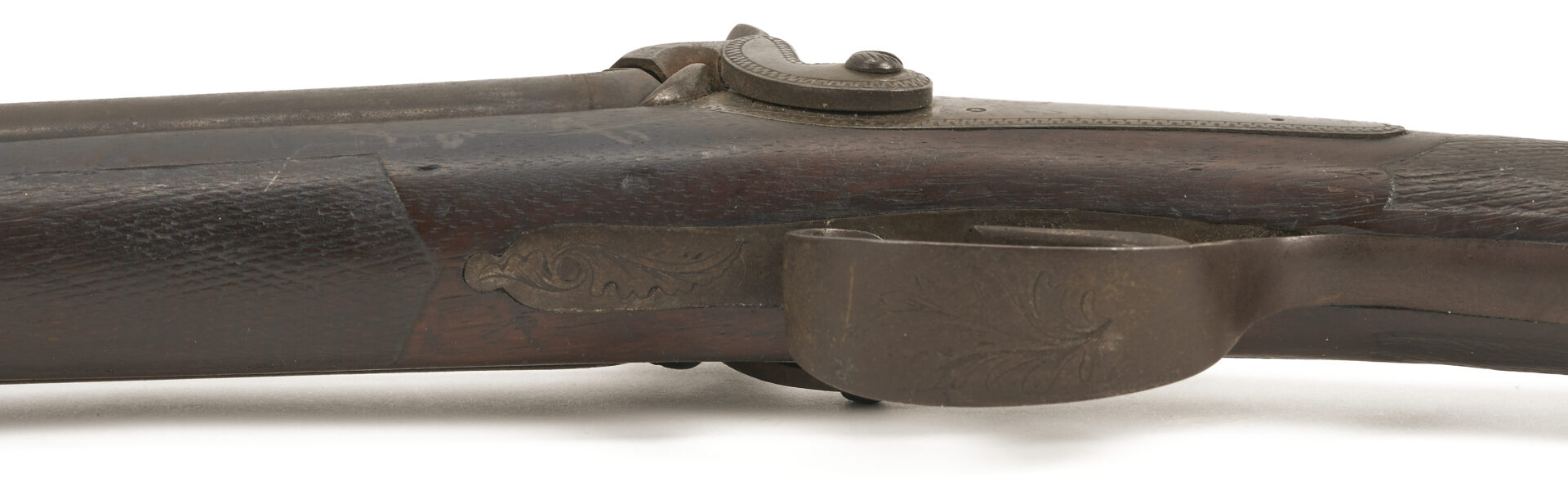 Lot 527: 19th C. Double Barrel Percussion Shotgun w/ Carved Stock