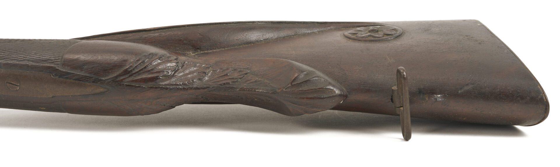 Lot 527: 19th C. Double Barrel Percussion Shotgun w/ Carved Stock