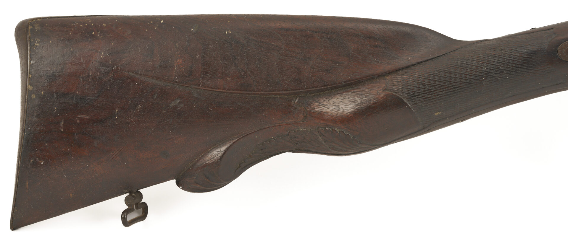Lot 527: 19th C. Double Barrel Percussion Shotgun w/ Carved Stock