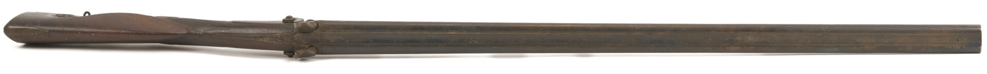 Lot 527: 19th C. Double Barrel Percussion Shotgun w/ Carved Stock