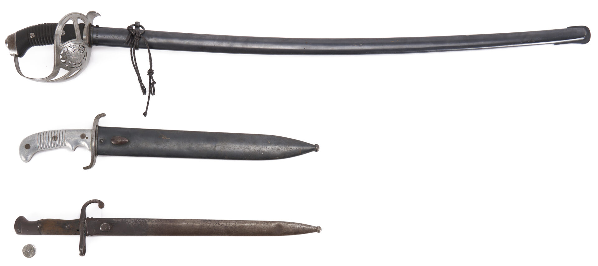 Lot 529: 3 Argentinian Bladed Weapons: Sword, Machete, & Bayonet