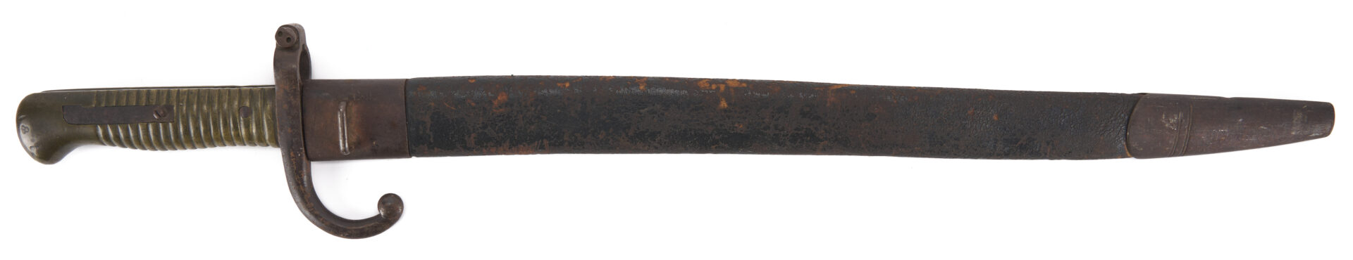 Lot 530: German/Prussian Bayonet & Military Helmet