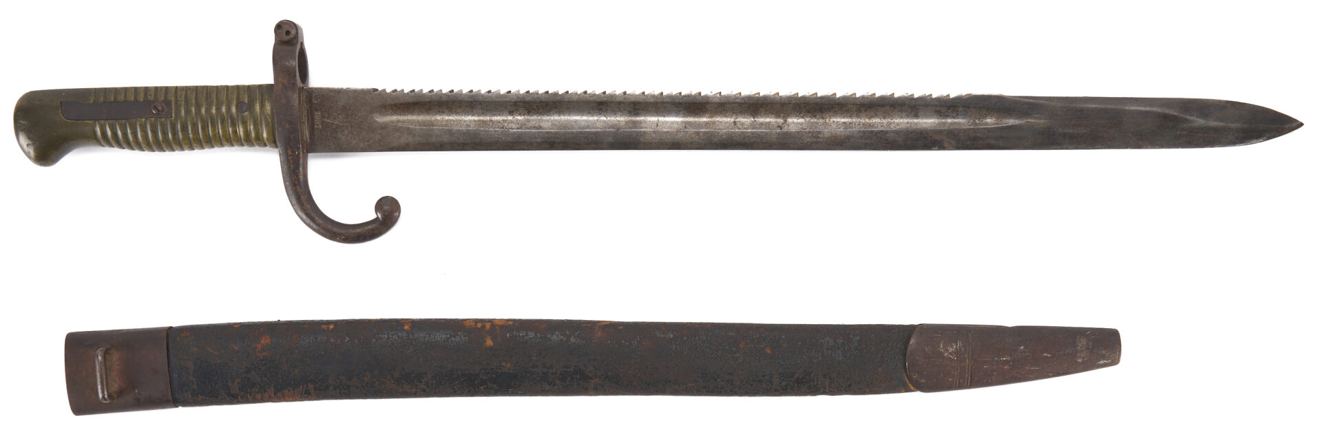 Lot 530: German/Prussian Bayonet & Military Helmet