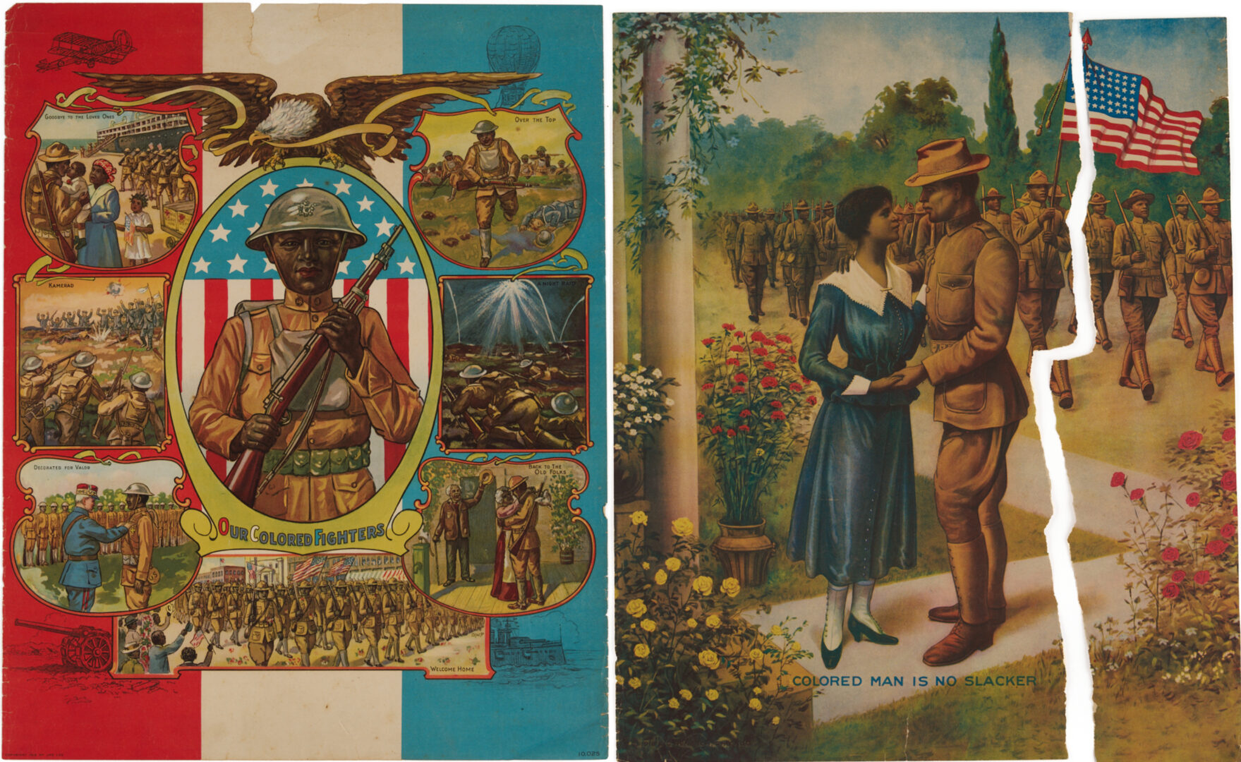 Lot 531: 2 World War I Posters, Our Colored Fighters and No Slacker