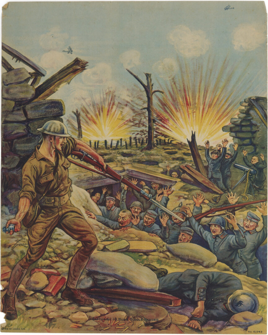 Lot 532: Three WW1 Posters; British Franco American Army, 18 Huns, Battle of Piave