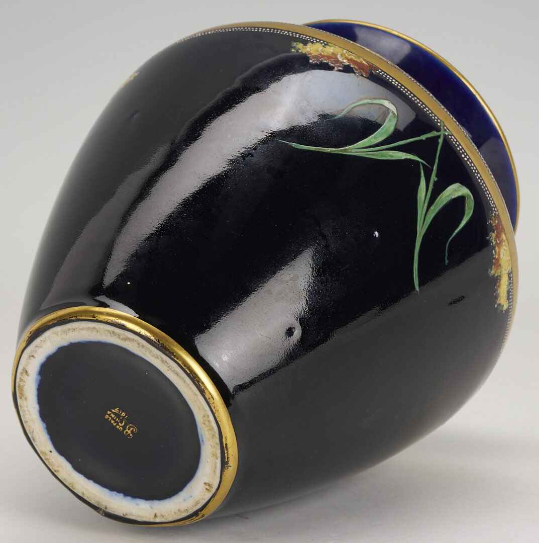 Lot 533: WWI Buffalo Pottery Vase w/ Patriotic Insignia