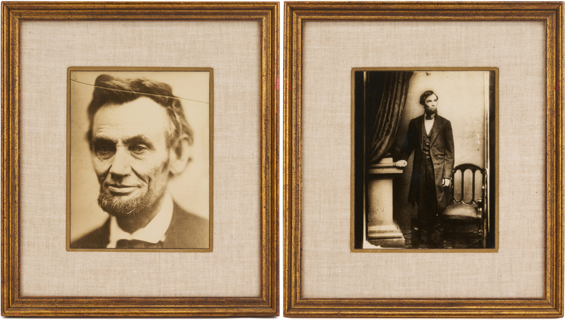 Lot 534: 2 Meserve Photographs of Lincoln: Cracked Plate, Brady