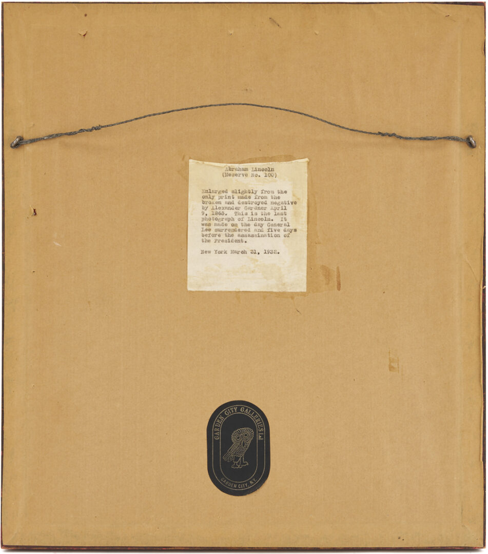 Lot 534: 2 Meserve Photographs of Lincoln: Cracked Plate, Brady