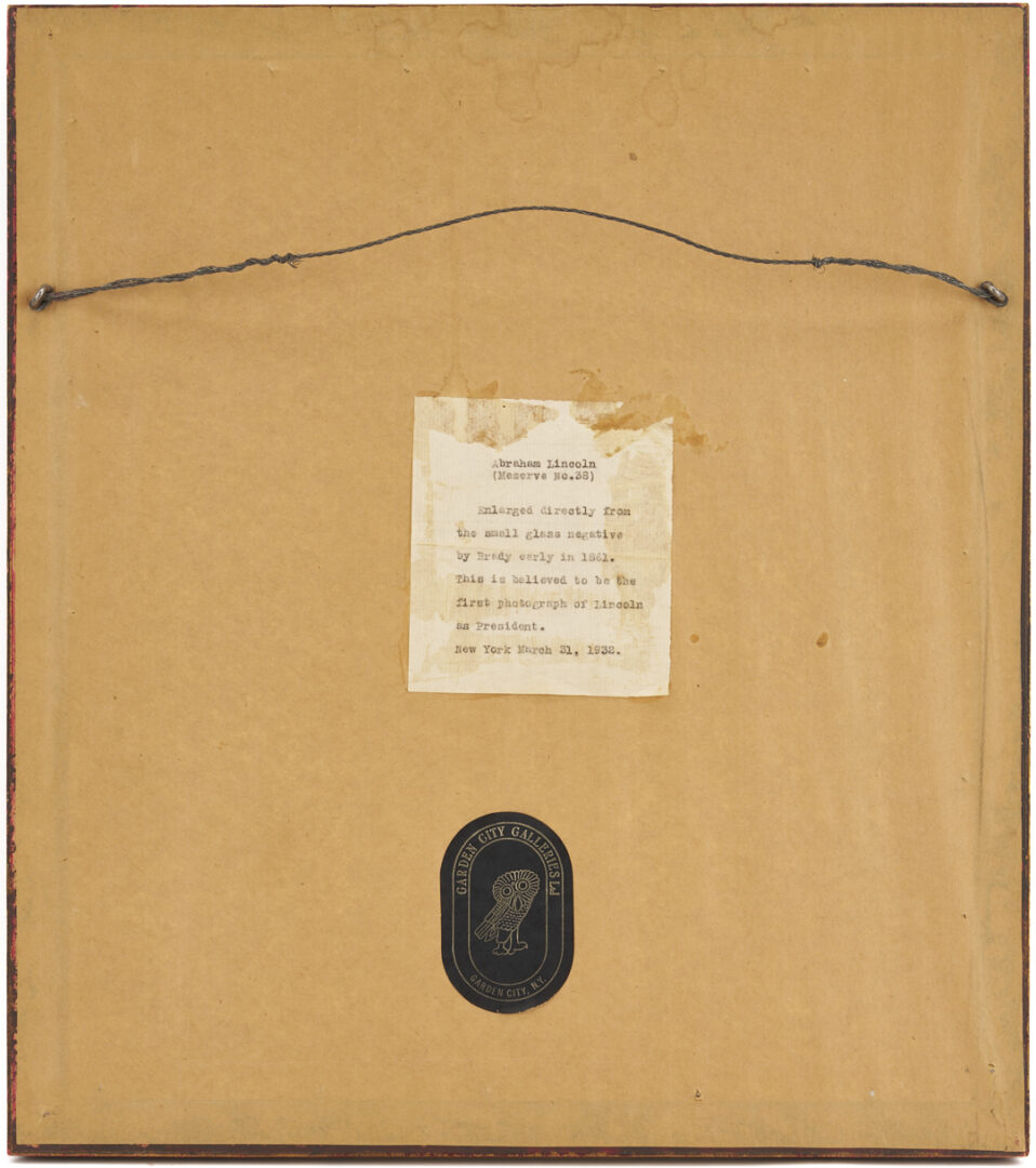 Lot 534: 2 Meserve Photographs of Lincoln: Cracked Plate, Brady