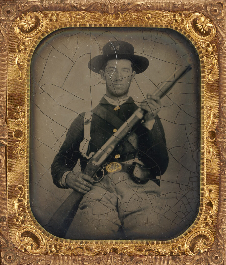 Lot 535: Tintype of Soldier w/ Springfield Rifle, 52nd KY