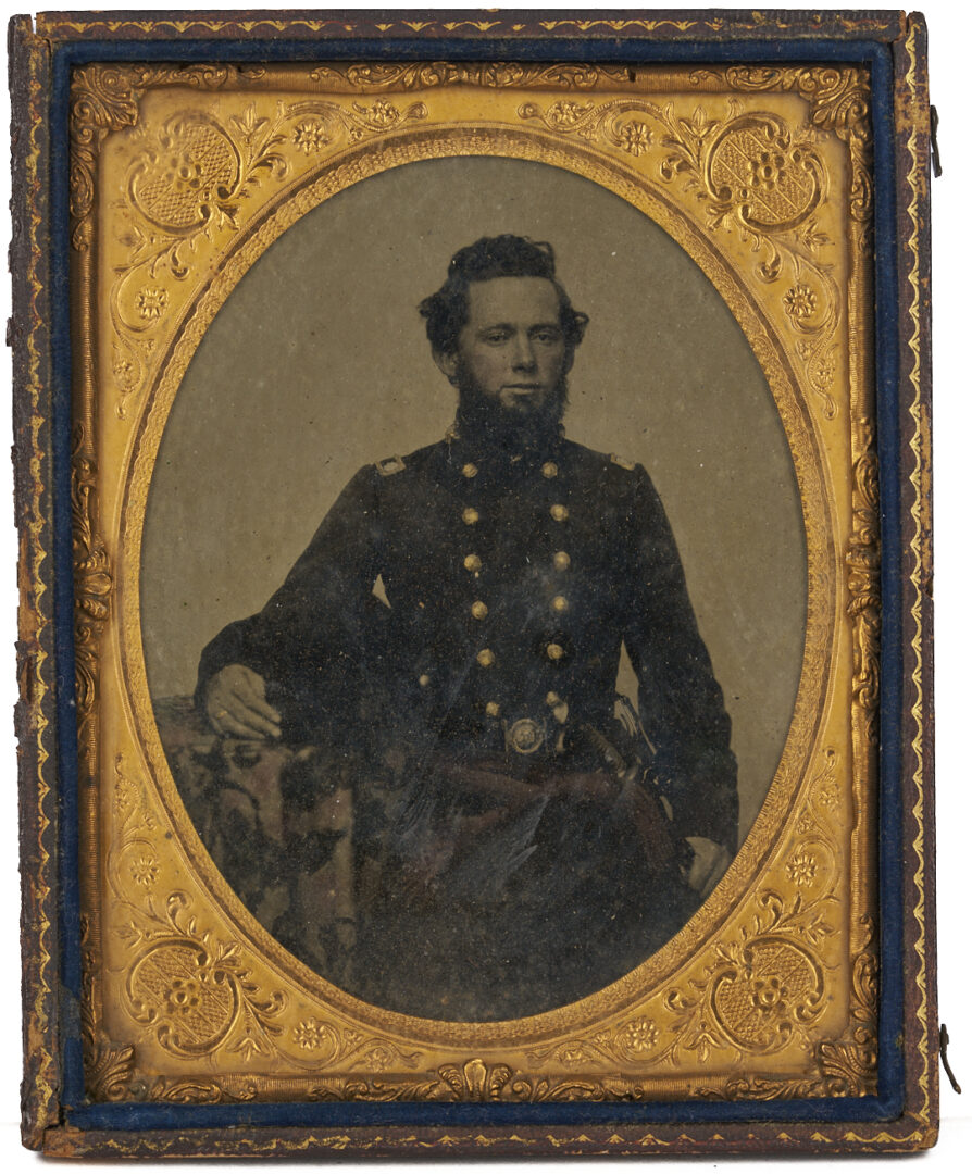 Lot 536: Large Tintype CSA Lt. Col. Thomas Coke Johnson, 19th GA, w/ Southern Cross, Book
