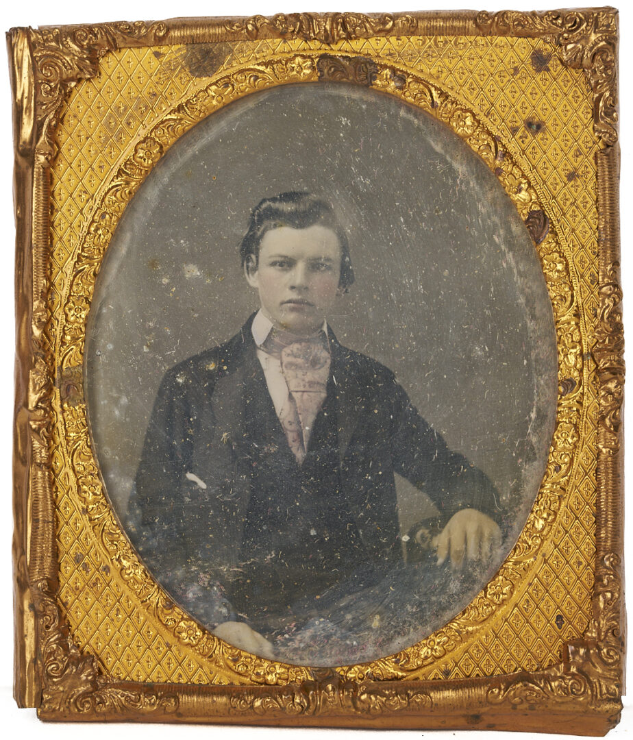 Lot 537: Rare Civil War Ambrotype, 19th GA Infantry with Johnson Family of GA