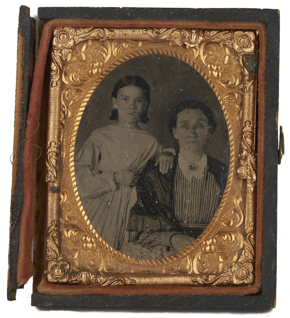 Lot 537: Rare Civil War Ambrotype, 19th GA Infantry with Johnson Family of GA