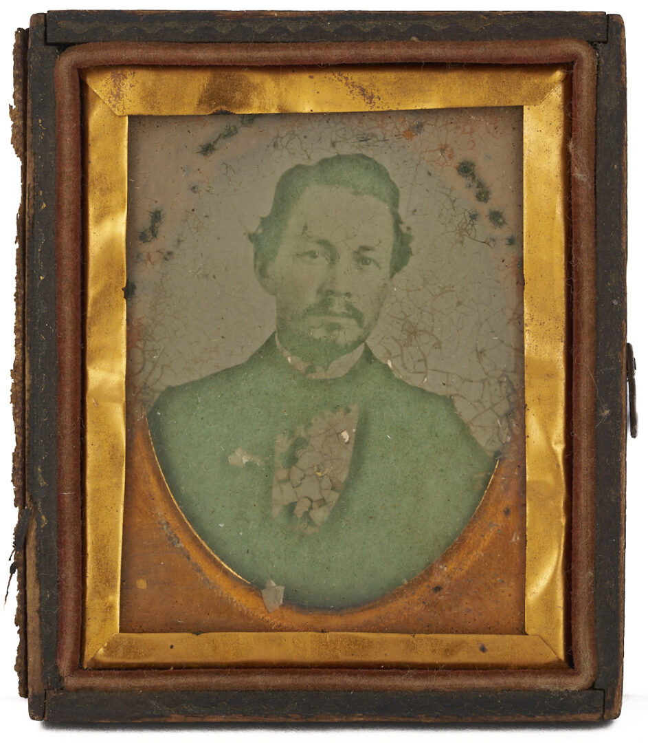 Lot 537: Rare Civil War Ambrotype, 19th GA Infantry with Johnson Family of GA