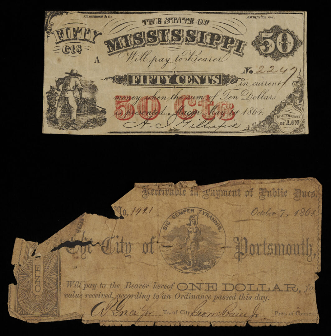 Lot 540: Civil War Tintype plus 10 pcs. CSA Currency & 5 Additional Bills