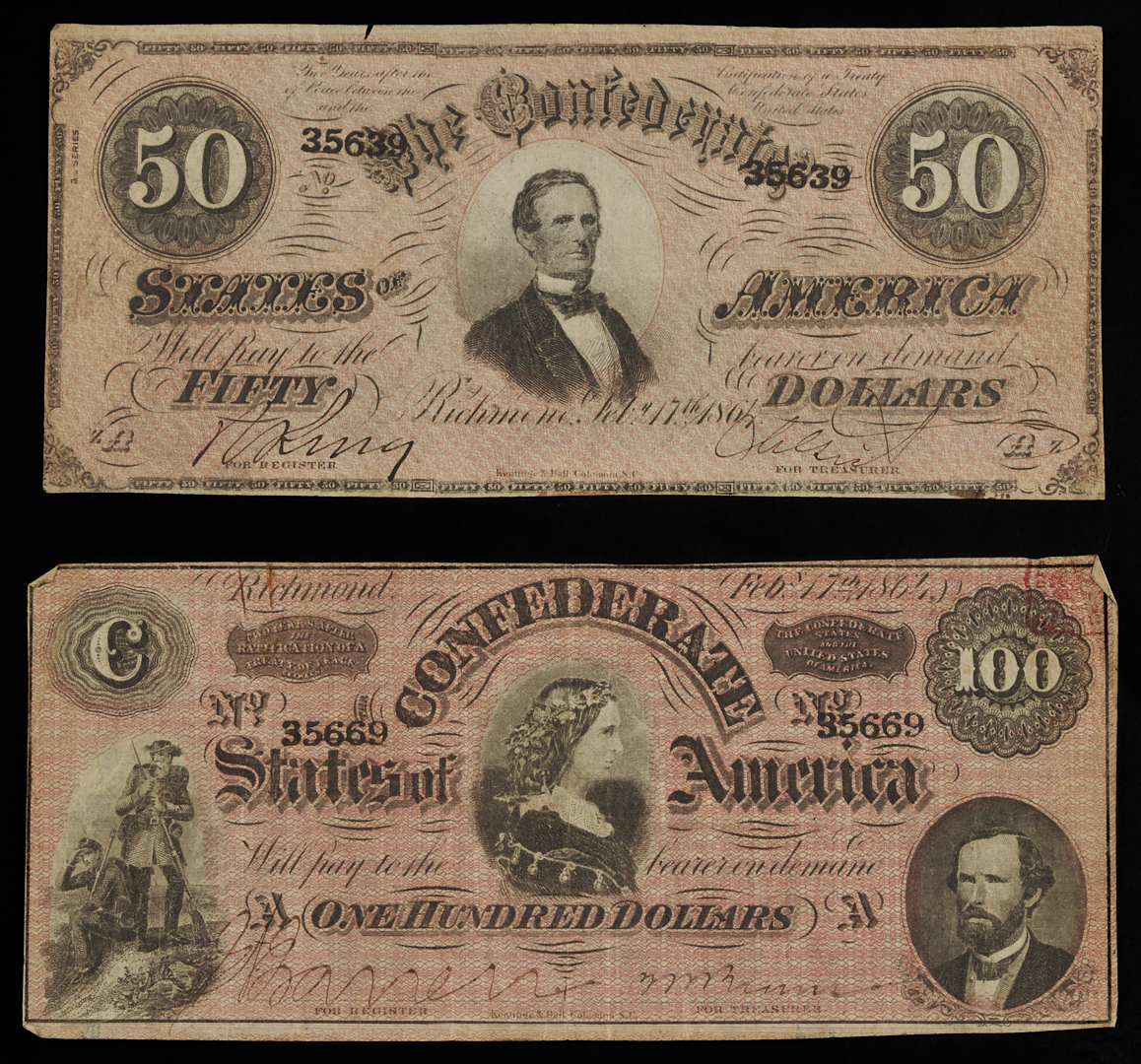 Lot 540: Civil War Tintype plus 10 pcs. CSA Currency & 5 Additional Bills