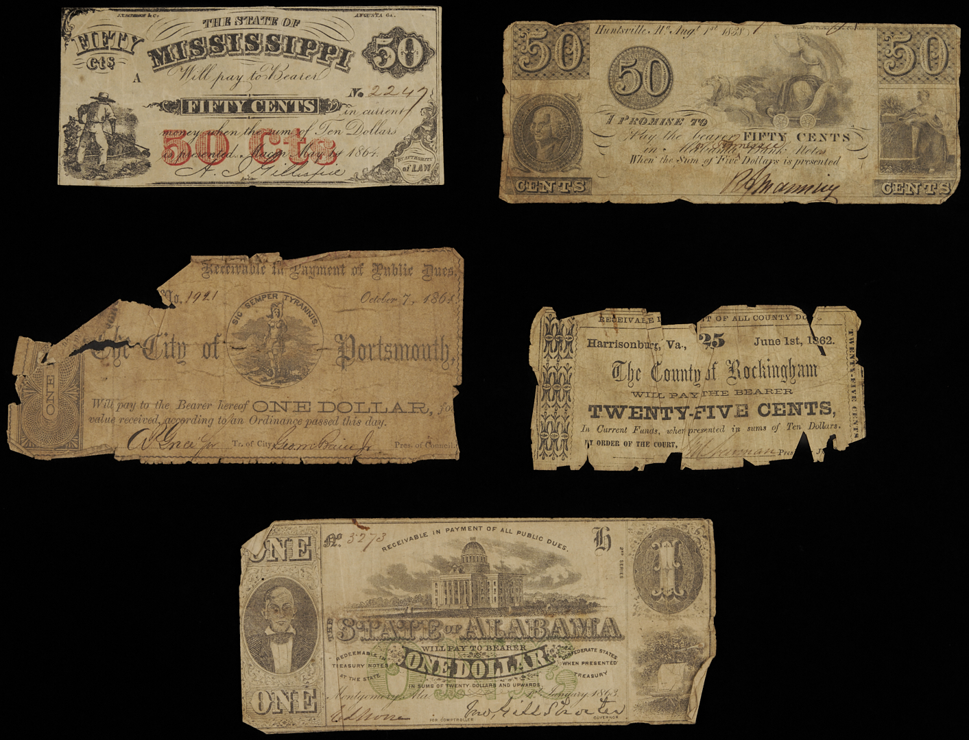 Lot 540: Civil War Tintype plus 10 pcs. CSA Currency & 5 Additional Bills