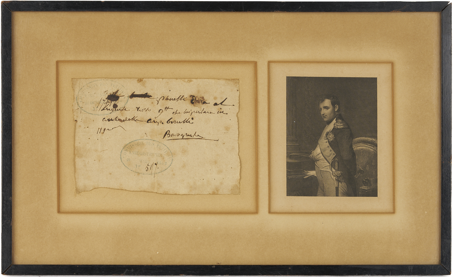 Lot 544: Napoleon Bonaparte Autograph, Framed