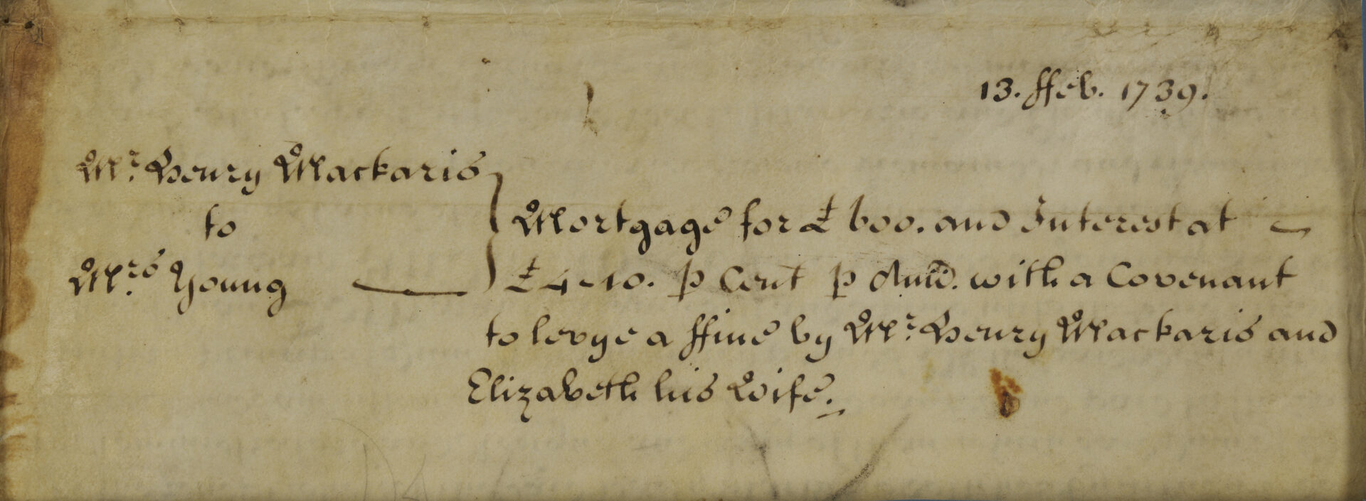 Lot 545: King George II-Era Stamped Indenture Quadripartite on Vellum, 1739