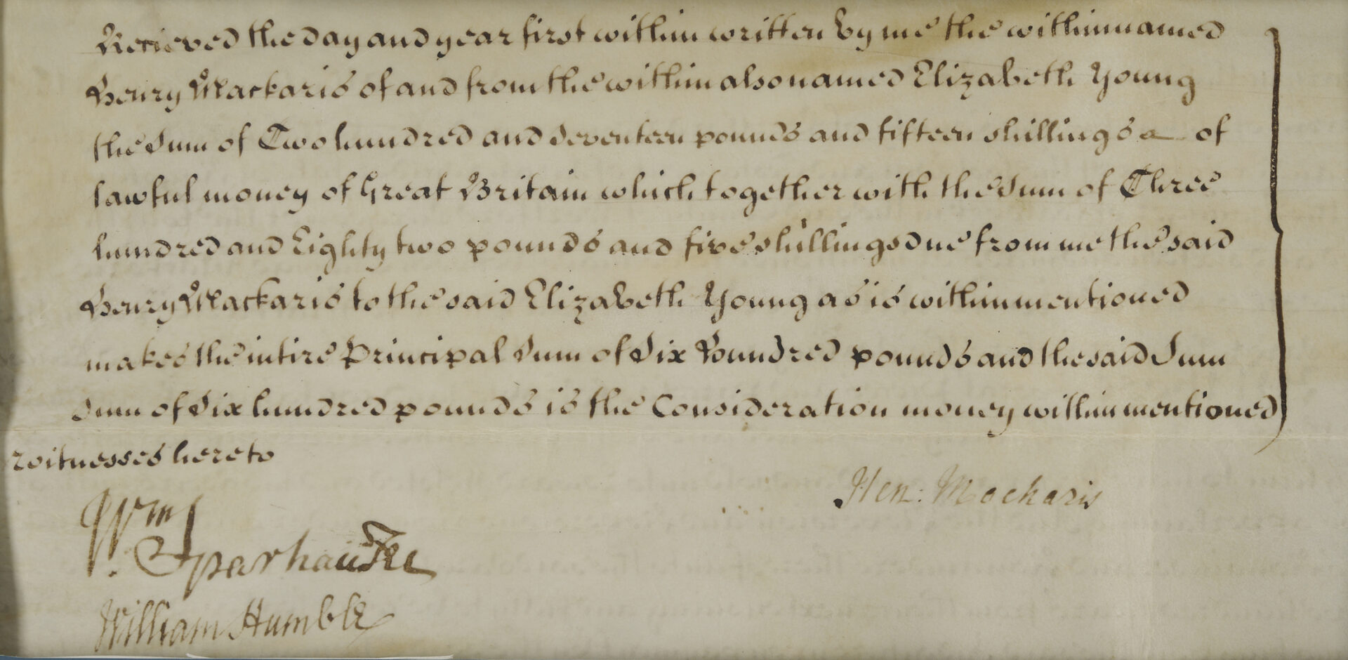 Lot 545: King George II-Era Stamped Indenture Quadripartite on Vellum, 1739