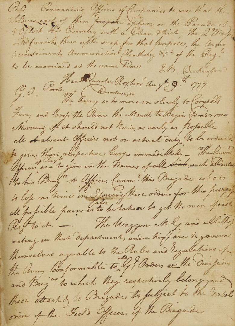 Lot 548: Revolutionary War Orderly Book, Virginia Regiments 1776-1777