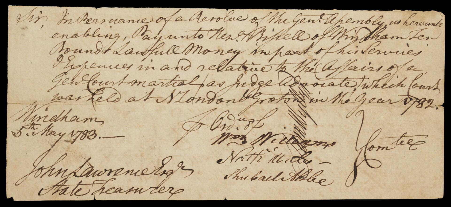 Lot 549: Connecticut Rev. War Archive with Autographs of Williams, Wolcott